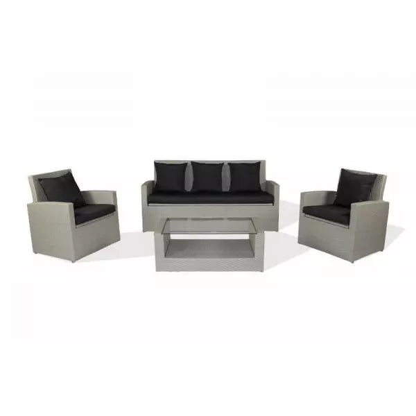 Low designer garden furniture in woven resin 5 places