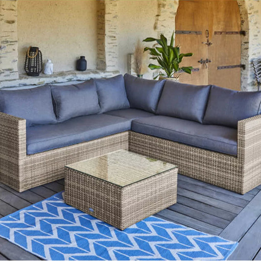 BAVARO corner garden furniture in woven resin 5 places