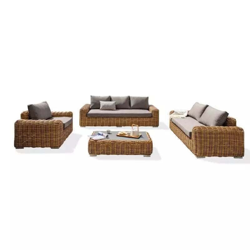 Low Borabora 6-seater garden furniture in woven resin