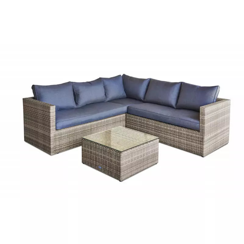 BAVARO corner garden furniture in woven resin 5 places